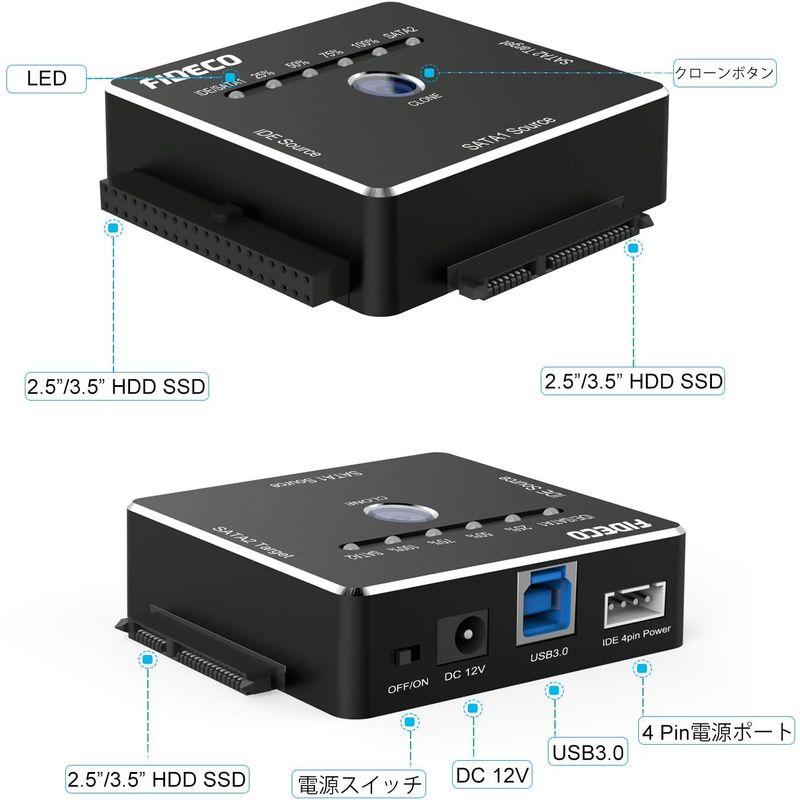 FIDECO IDE/SATA 変換アダプタ USB3.0 IDE/SATA両方対応 オフラインクローン可能 2.5/3.5インチHDD S｜hiroes｜02