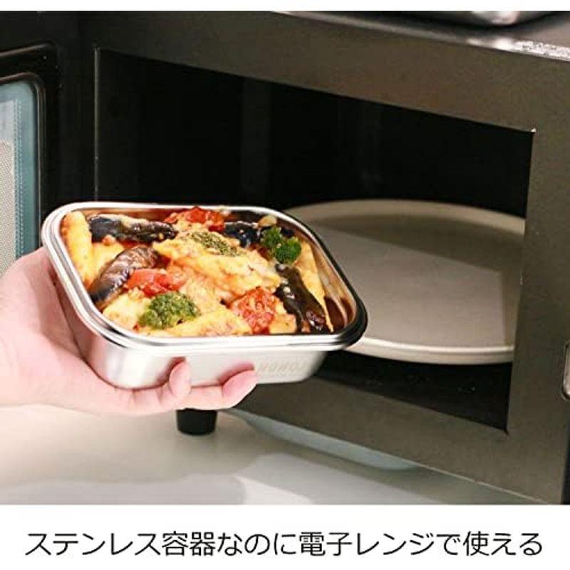 ののじ 保存容器 ステンレス製 電子レンジで使える ステンレス マジックコンテナ M 1300ml オーブン 冷凍 食洗器 使用OK グレー｜hiroes｜17