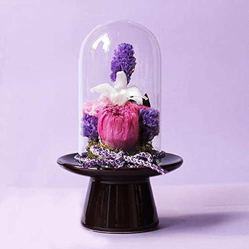 限定素材を使用 Makefuture 紫苑 M プリザーブドフラワー 仏花 ガラスドーム お悔やみ お手入れ不要 単品 【U1810605309】(9238円)