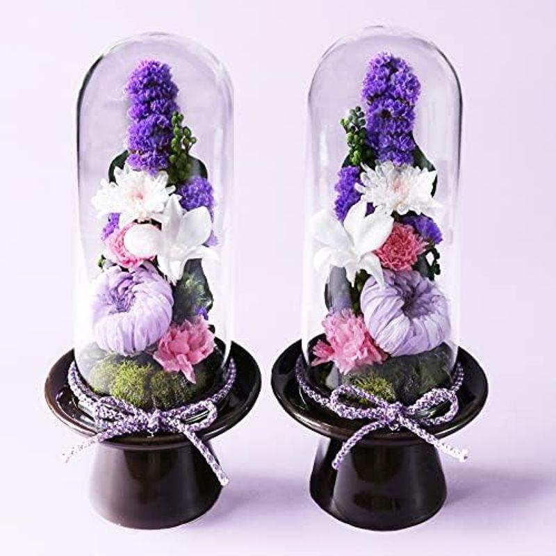 限定素材を使用 Makefuture 紫苑 M プリザーブドフラワー 仏花 ガラスドーム お悔やみ お手入れ不要 単品 【U1810605309】(9238円)