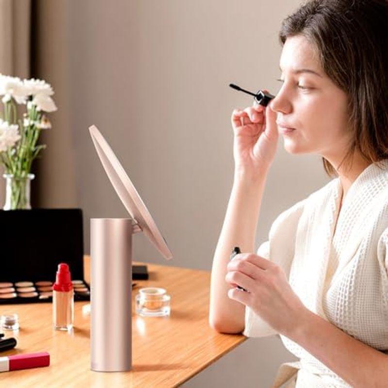 AMIRO LEDミラー 化粧鏡 8インチ 18段階明るさ調節可 3色モード 人感センサー メモリー機能 タッチ式 回転可能 ピンク LEDミラー 化粧鏡 8インチ 18段階明るさ調節可 3色モード 人感センサー メモリー機能 タッチ式 回転可能 ピンク