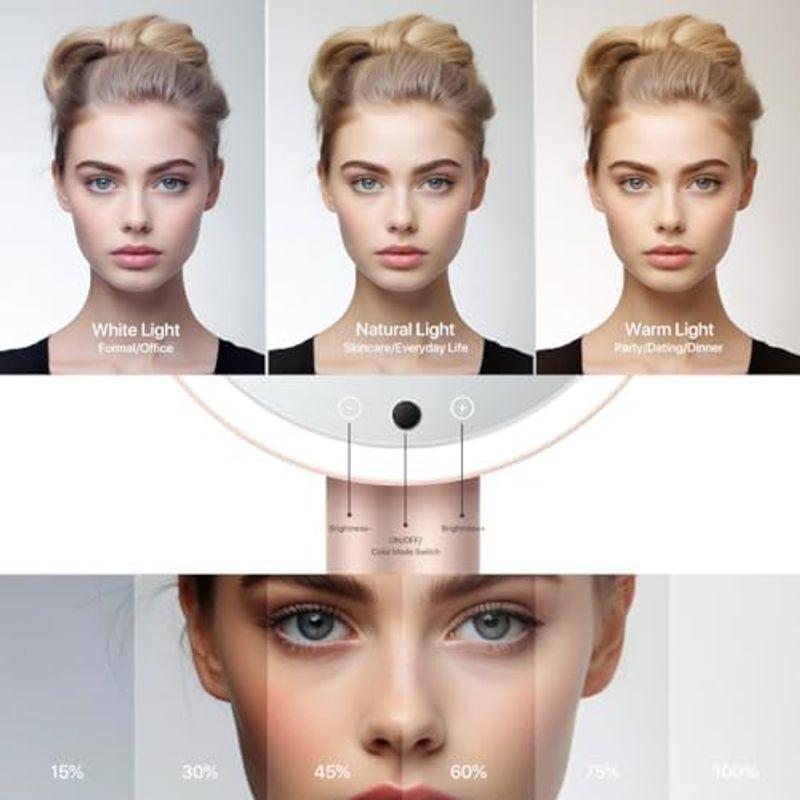 AMIRO LEDミラー 化粧鏡 8インチ 18段階明るさ調節可 3色モード 人感