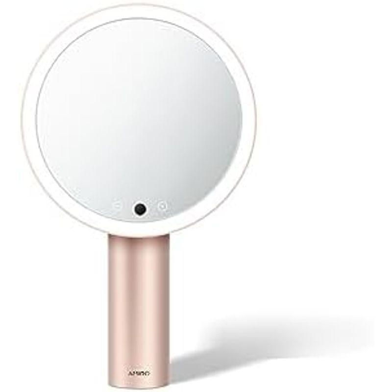 AMIRO LEDミラー 化粧鏡 8インチ 18段階明るさ調節可 3色モード 人感センサー メモリー機能 タッチ式 回転可能 ピンク LEDミラー 化粧鏡 8インチ 18段階明るさ調節可 3色モード 人感センサー メモリー機能 タッチ式 回転可能 ピンク