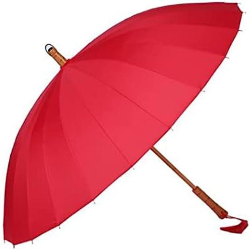 Lanx. 和傘 和風 赤 レッド 軽い 24本骨 晴れ 雨 兼用 梅雨 対策 木製 手元 長傘 雨傘 番傘 紳士傘 耐風 撥水 グラスファ｜hiroes｜02