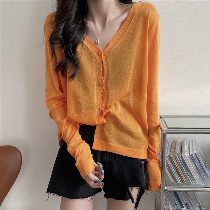 ラッピング無料】-カーディガン レディース ニット Vネック 長袖 薄手