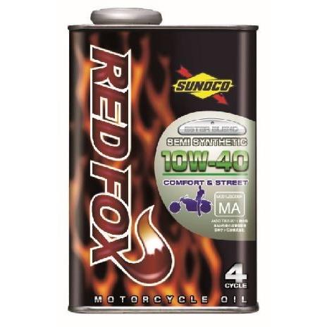 SUNOCO REDFOX STREET　レッドフォックス エステル配合部分合成バイク用エンジンオイル 10w40，１Ｌ缶ｘ10缶セット | 