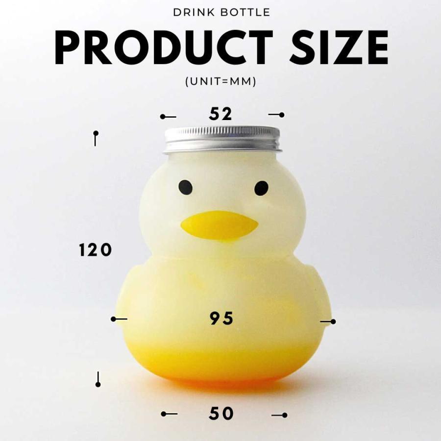 タピオカストロー付き テイクアウト ドリンクボトル おしゃれ アヒル ボトル容器 500ml あひる DUCK 銀蓋 ボトルドリンク インスタ映え 50個セット｜hirohiro-store｜02