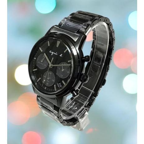 Sold Out★アニエスベー(agnes b.) オールブラックがモードな印象★★ソーラークロノグラフ腕時計（FCRD995）