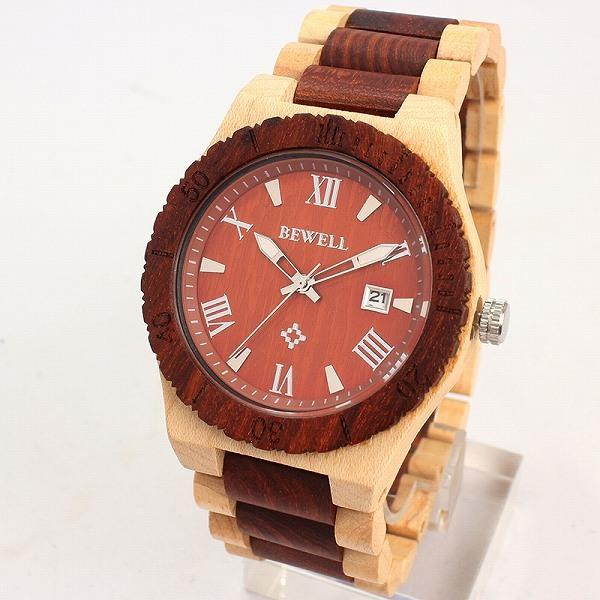 日本製ムーブメント 天然素材 木製腕時計 日付カレンダー 軽い 軽量 WDW017-04 メンズ腕時計｜hiroki-shop49｜03