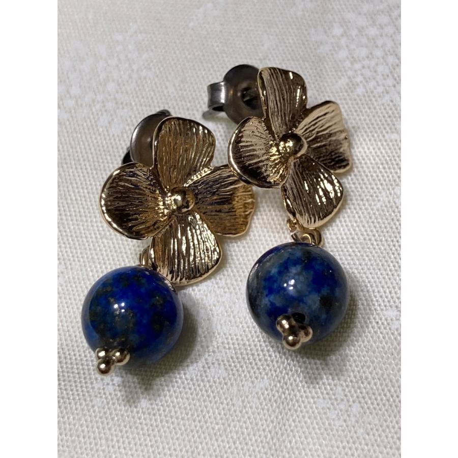 ピアス ハンドメイド 天然石 パワーストーン ラピスラズリ スピリチュアル Earth Flower 月からの届け物 Sa 1 Hiroki Shop ヤフー店 通販 Yahoo ショッピング