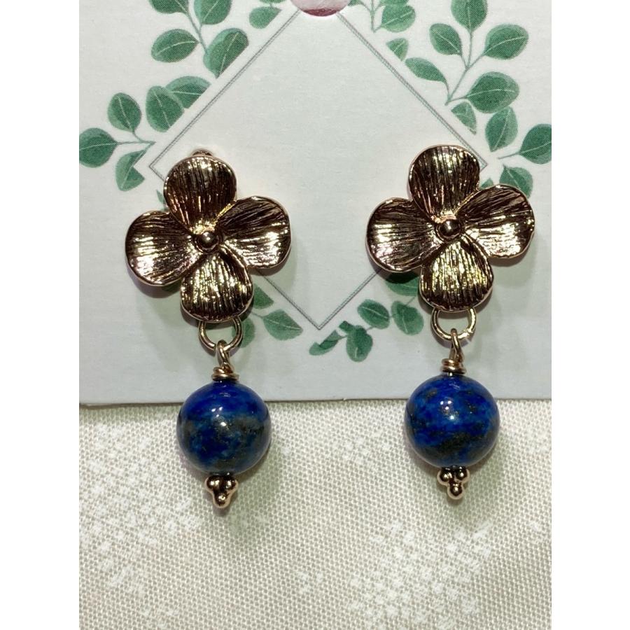 ピアス ハンドメイド 天然石 パワーストーン ラピスラズリ スピリチュアル Earth Flower 月からの届け物 Sa 1 Hiroki Shop ヤフー店 通販 Yahoo ショッピング