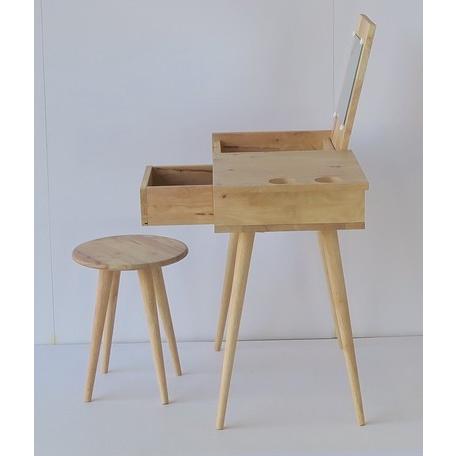 天然木 ドレッサーセット 机 椅子 鏡台 幅75cm ナチュラル 北欧