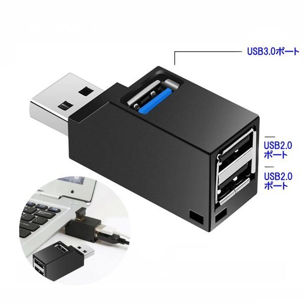 USBハブ 3ポート USB3.0+USB2.0コンボハブ 《ブラック》 拡張 軽量 小型 コンパクト _|hiroland|02