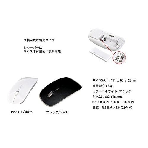 マウス 薄型 無線 ワイヤレスマウス 《ブラック(光沢)》 2.4Ghz マウス 薄型 無線 ワイヤレスマウス 《ブラック(光沢)》 2.4Ghz