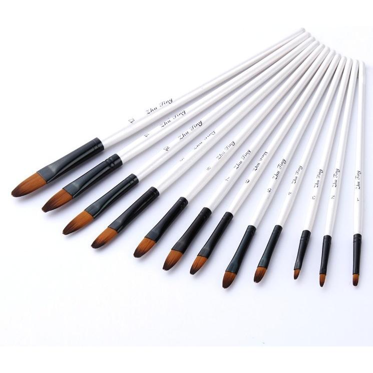 ◇セール特価品◇ 水彩ブラシ ペイントブラシ12本セット 《Cタイプ 平