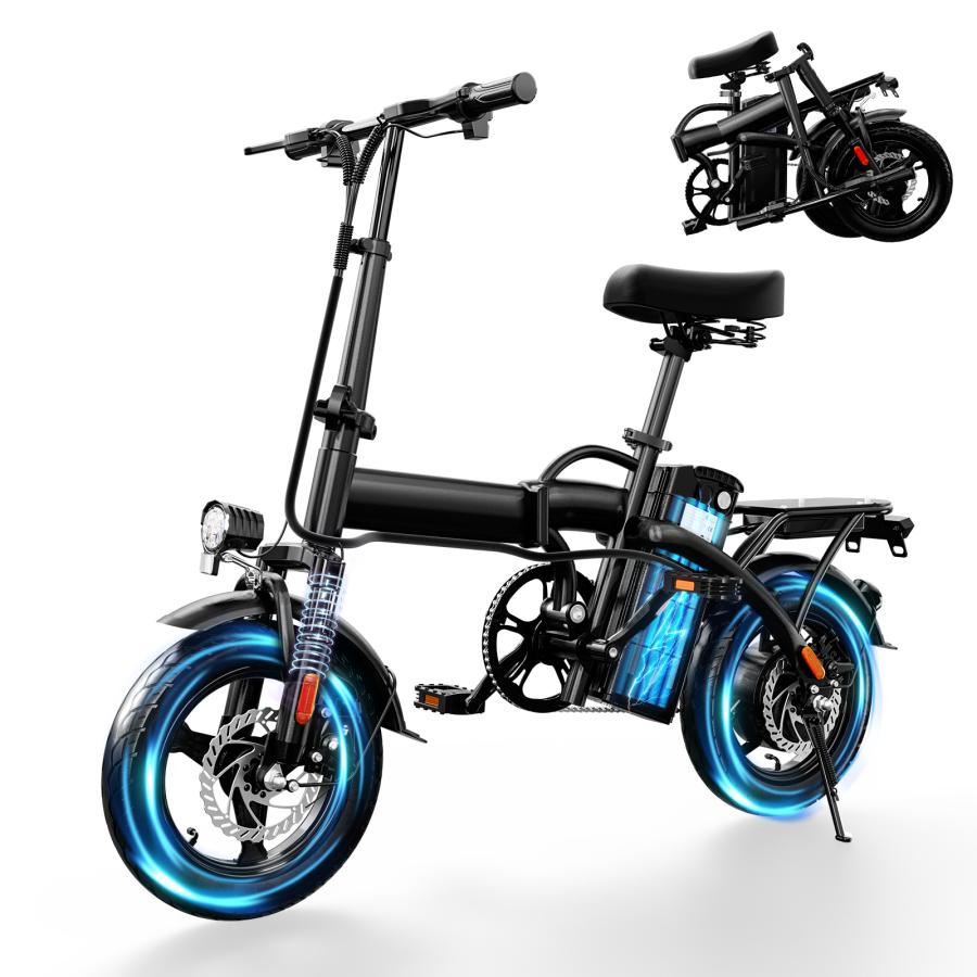 折りたたみ自転車 アシスト走行可能 14インチタイヤ 前後輪ディスク 