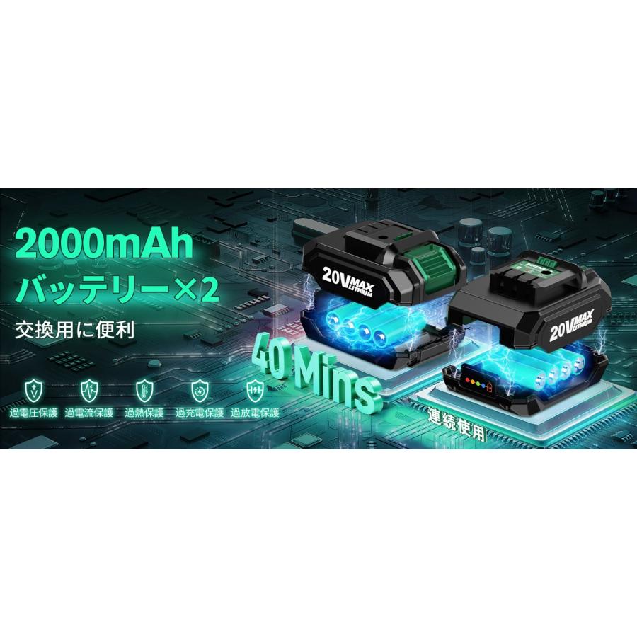 KIMO ブロワー 洗車 充電式 2000mAh大容量バッテリー2個付属 53cm延長