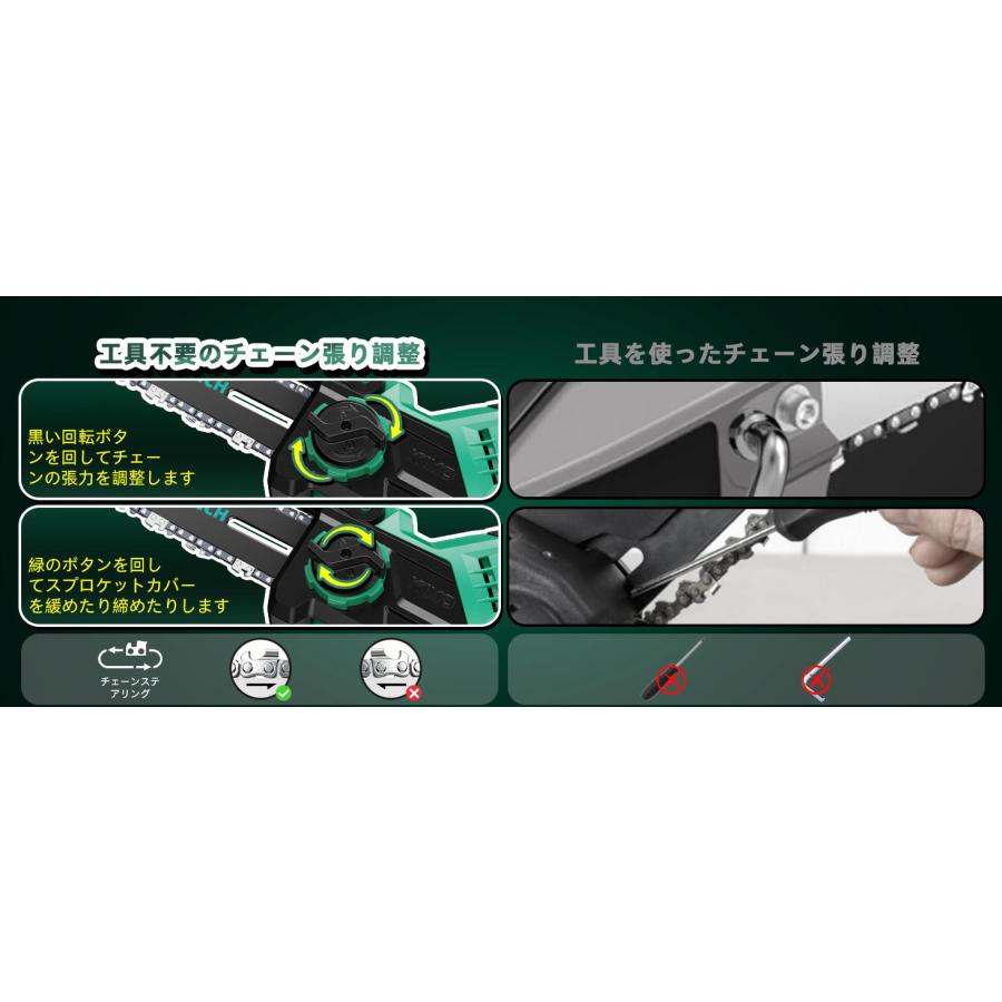 KIMO チェーンソー 充電式 電動 8インチ 4000mAh大容量バッテリー 小型