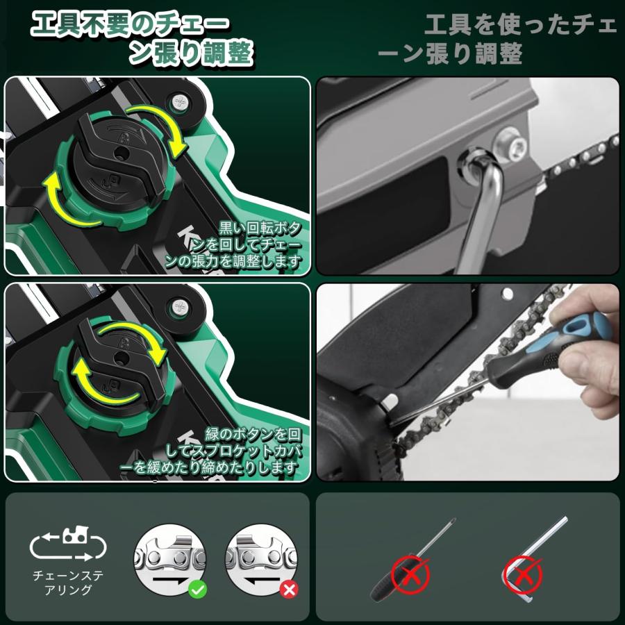 KIMO チェーンソー 充電式 電動 8インチ 4000mAh大容量バッテリー 小型