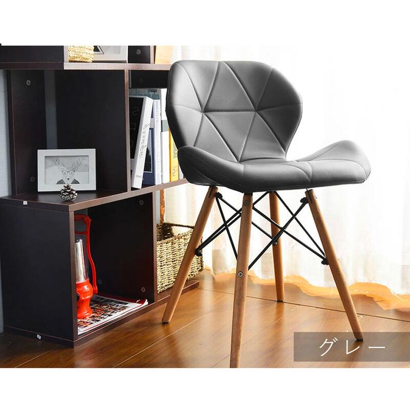【グレー2脚セット】イームズチェアー ダイニングチェア クッション PU 正規品 イームズチェア クッション タイプ 2脚セット (ブラック・グレー