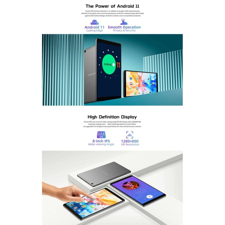 タブレット 4コア 8インチ 4G 大画面 PC 本体 Android 11 子供用 子供 GPS連携 見守り WiFiモデル IPS wifi Bluetooth TECLAST P85 tab 2GBRAM 32GBROM｜hiromi-shop｜04