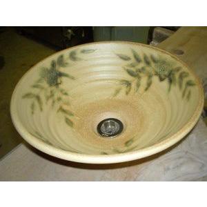 真山窯 陶芸手洗い鉢 黄瀬戸南天 31cm 中 : 廣美陶房 - 通販 