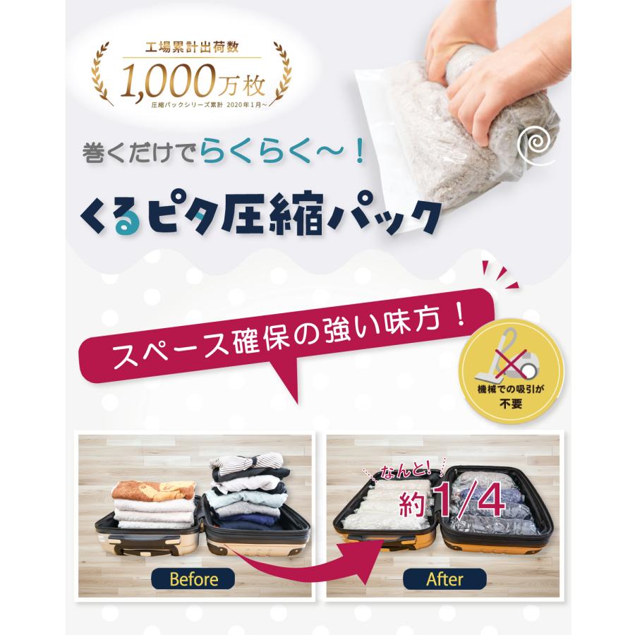 収納のプロが監修】巻くだけらくらく 衣類圧縮袋 【自宅収納にも旅行に