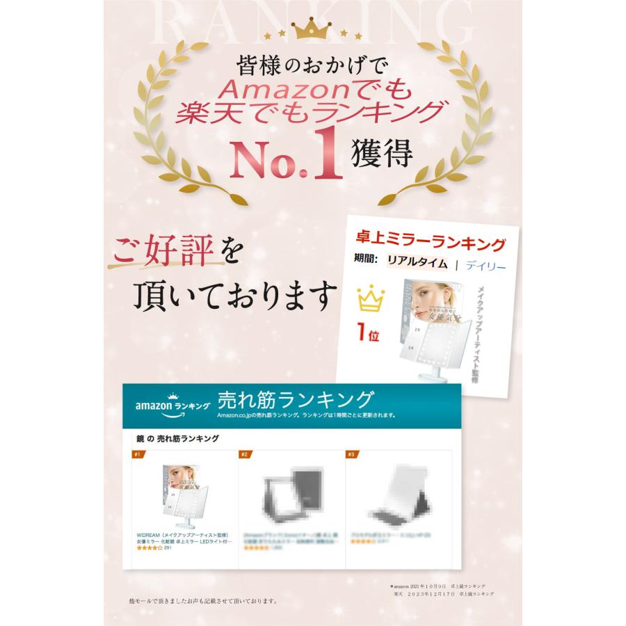 WIDREAM 女優ミラー 卓上鏡 【メイクアップアーティスト監修】 化粧鏡