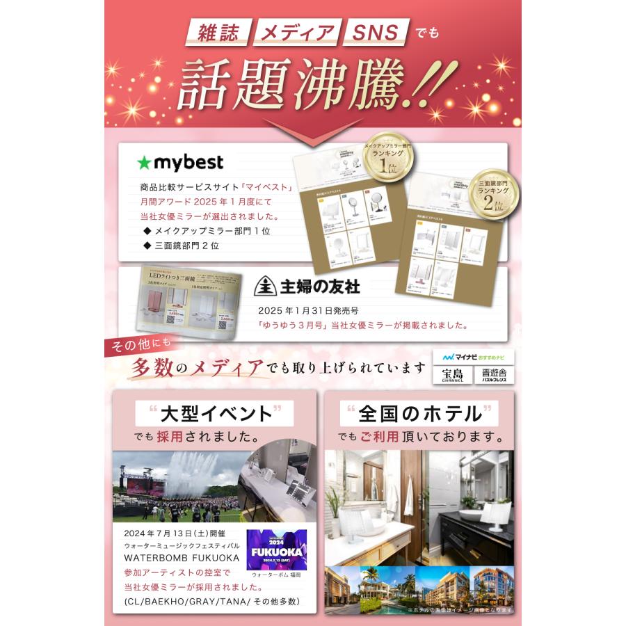 WIDREAM 卓上鏡 女優ミラー 上位版 多照明モード搭載 【anan掲載