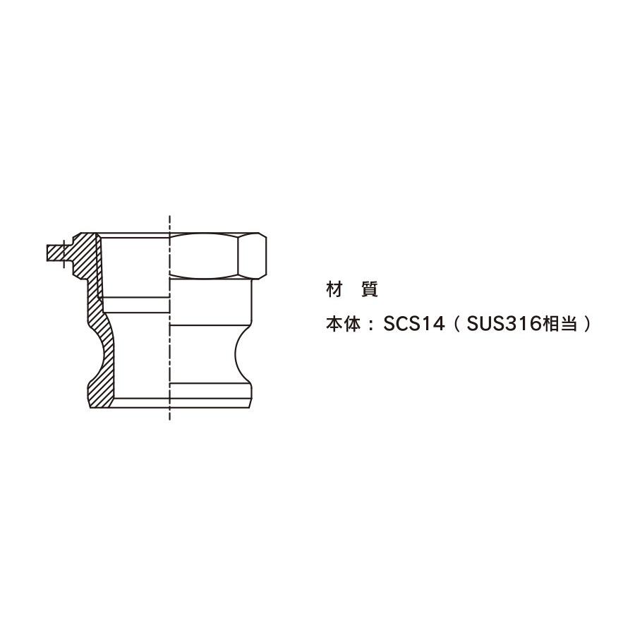 トヨックス　カムロック　633-AB-SST　メネジアダプター　5&quot;　ステンレススチール