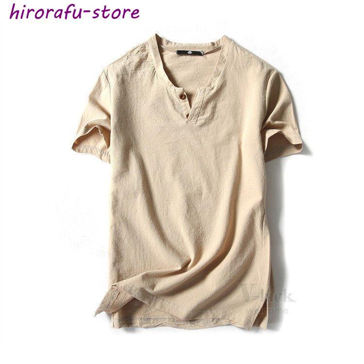 Tシャツ メンズ 半袖 トップス 半袖Tシャツ Vネック 綿麻 ティーシャツ 夏服 メンズファッション 夏物｜hirorafu-store｜19