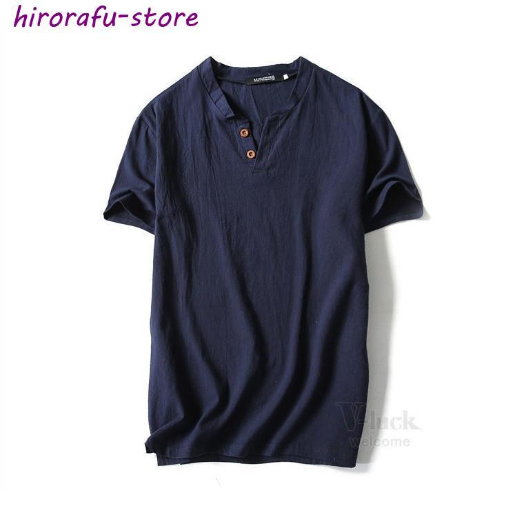 Tシャツ メンズ 半袖 トップス 半袖Tシャツ Vネック 綿麻 ティーシャツ 夏服 メンズファッション 夏物｜hirorafu-store｜08