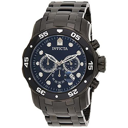 人気沸騰ブラドン [インビクタ] 腕時計 [品]並行輸入品 メンズ 76 ブラックダイヤル ステンレス鋼ストラップ ブラック ケース 48mm 石英 Diver Pro 腕時計