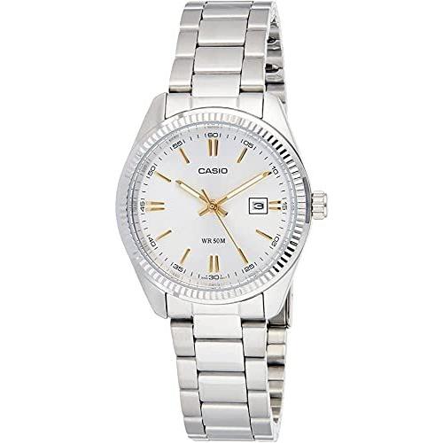 正規代理店 Bezel Fluted Enticer Women's LTP1302D-7A2V Casio Stainless Dia Silver Steel 腕時計