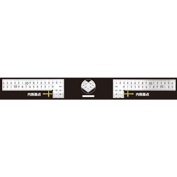 曲尺 中金 63413 普及型 ステン 60×30cm 表裏同目 8段目盛 : 広島工具