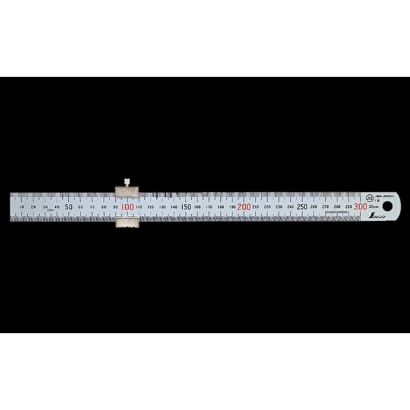 直尺 シルバー 30cm 赤数字入 ストッパー付 JIS 76752 : 広島工具