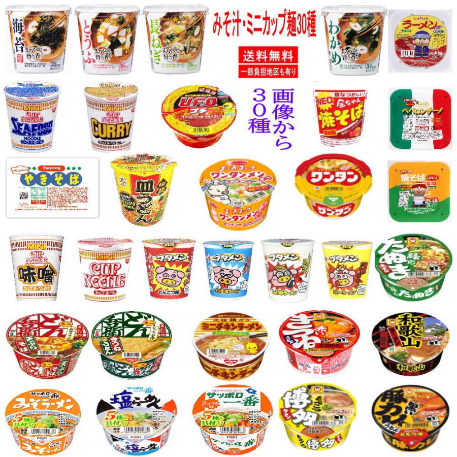 【リニューアル】 コスパを追求した みそ汁も入ったミニカップ 30種 マルちゃん 日清食品 サッポロ一番 明星食品 エースコック おやつカンパニー 東京拉麺｜hiroshimaya-pachi｜02