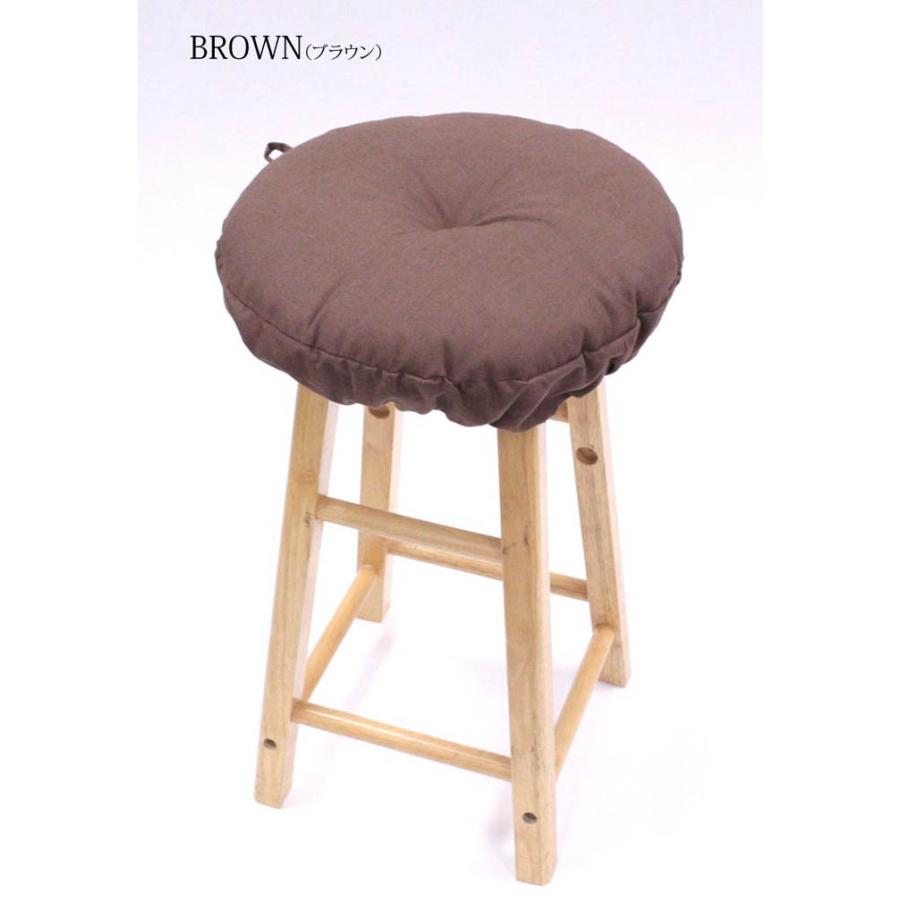クッション 椅子用 丸 スツール リネン混クッション カバー 丸型34cm