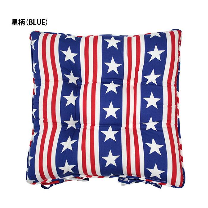 アメリカン シートクッション 紐付き 椅子 43cm×43cm（ひも付き