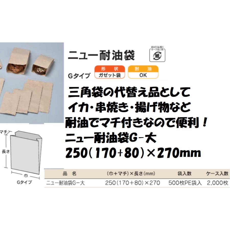 ニュー耐油袋 未晒G−大 2000枚 1ケース テイクアウト 屋台 露店 ニュー耐油袋 未晒G−大 2000枚 1ケース テイクアウト 屋台 露店