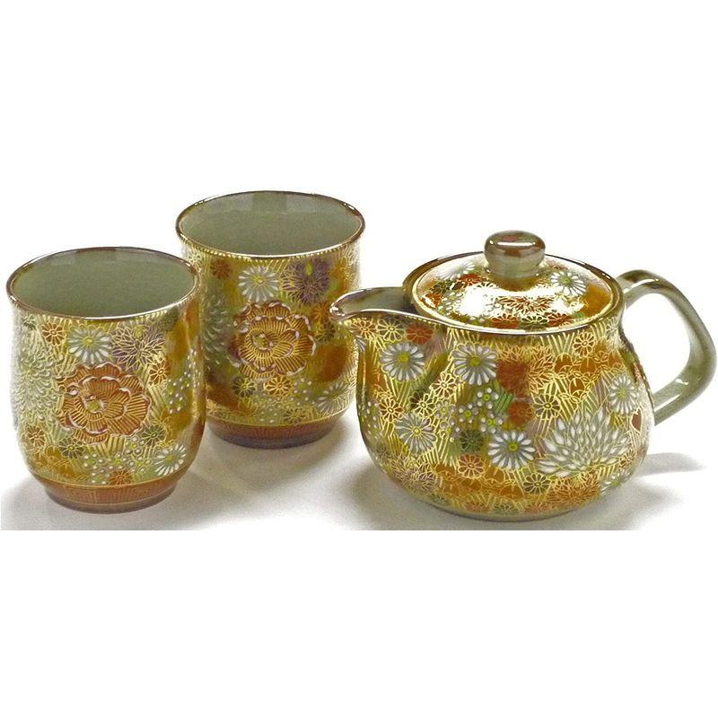 九谷焼茶器・急須・ティーポット3点セット大 加賀のお殿様・お姫様