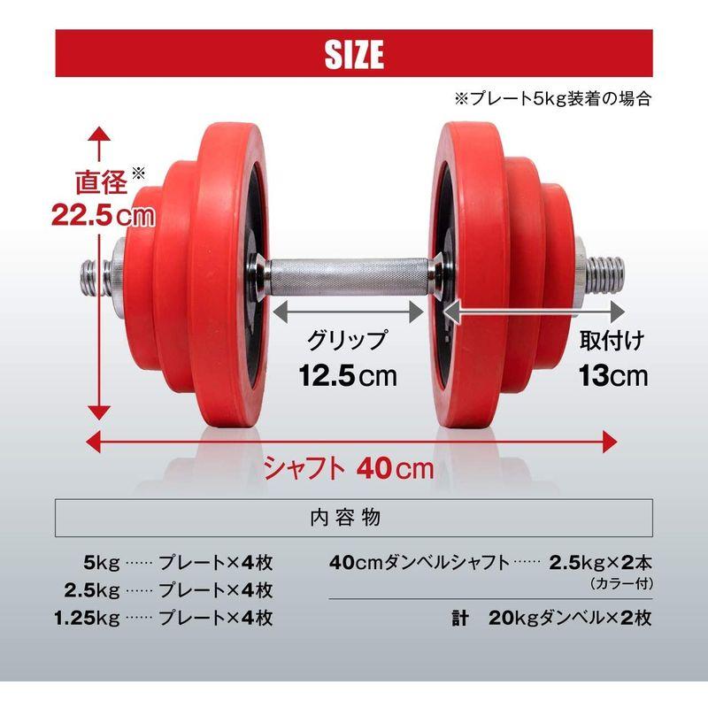 IROTEC（アイロテック） ラバー ダンベル 40KGセット（片手20kg×2個）スチールダンベル筋トレ 筋力トレーニング ダイエット器具 アイロテック ラバー ダンベル 40KGセット 片手20kg×2個 スチールダンベル筋トレ 筋力トレーニング ダイエット器具
