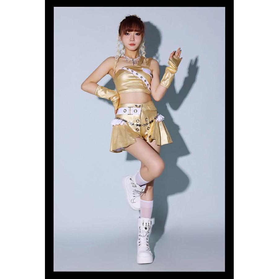 金色 ダンス衣装 k-pop レディース ゴールド セットアップ 大人
