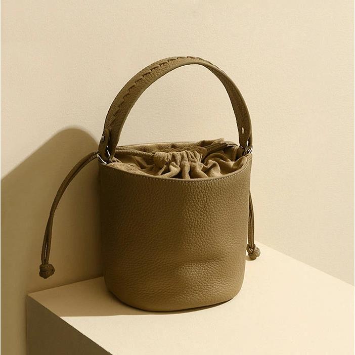 本革 バケツ型 バッグ 巾着バケツバッグ ハンドバッグ