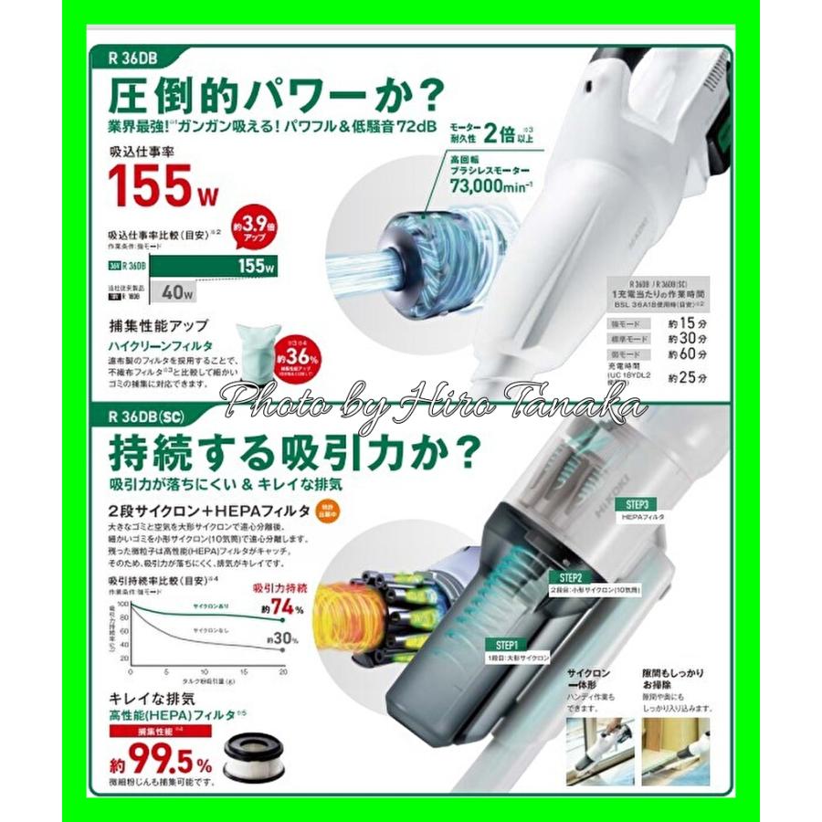 日立 ハイコーキ HiKOKI コードレスクリーナ R36DB(SC)(NN) 本体 日立 ハイコーキ HiKOKI コードレスクリーナ R36DB(SC)(NN) 本体