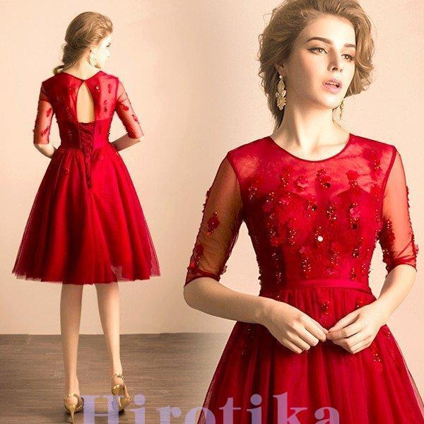 オンラインショッピングも ミニドレス 安い カラーミニドレス 赤 花嫁 パーティードレス 二次会 コンサート 結婚式 ブライダル 演奏会 ウェディング ミニドレス 半袖 発表会 プロムドレス 安い売上 Www Superavila Com