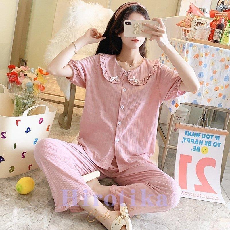 3点パジャマ ルームウェア レディース 春夏秋 半袖パジャマ ルームウェア リボン ショット丈 ロング丈ワイドパンツセットアップ 可愛いパジャマ 部屋着 快適 Qjsx6 Bjm ヒロチカストア 通販 Yahoo ショッピング