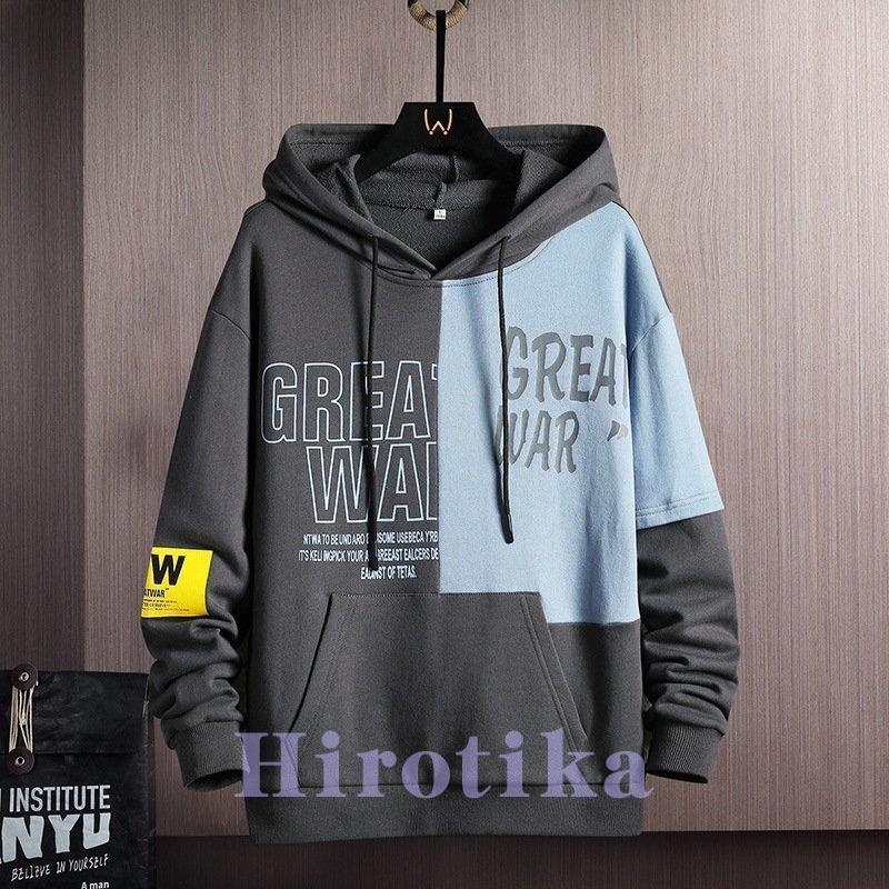 年中無休即日発送 メンズ パーカー おしゃれ スウェット フード付き 長袖 英字 プリント 切り替え トップス 新作 アウター 春 秋 少し訳あり ファッション メンズファッション Www Writeawriting Com