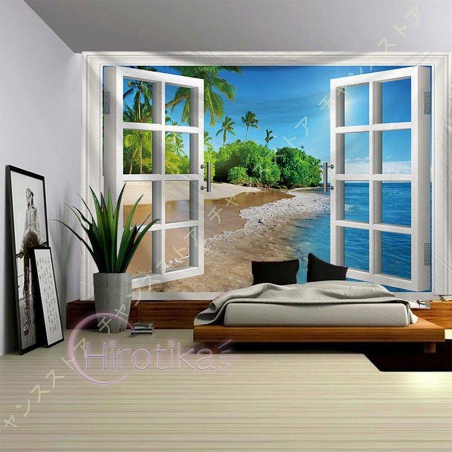 タペストリー 海 窓 大判 おしゃれ シンプル ビーチ インテリア 壁掛け ウォールデコレーション パーティー ポスター 家 海外の風景 かわいい 予約 部屋飾り