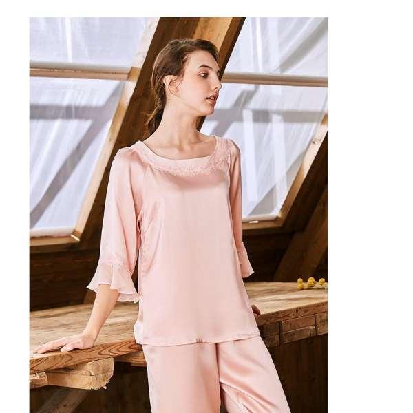 在庫処分 パジャマ 繻子織りシルク生地 パジャマ 結婚祝い バレンタインプレゼント最適 シルク100 パジャマ シルク100 Lkj0i98 部屋着 シルクパジャマ パジャマ レディース パジャマルームウェア 下着 靴下 部屋着 Knowledge21 Com